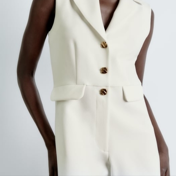 Zara blazer style jumpsuit shorts size XS NWT - Picture 4 of 8